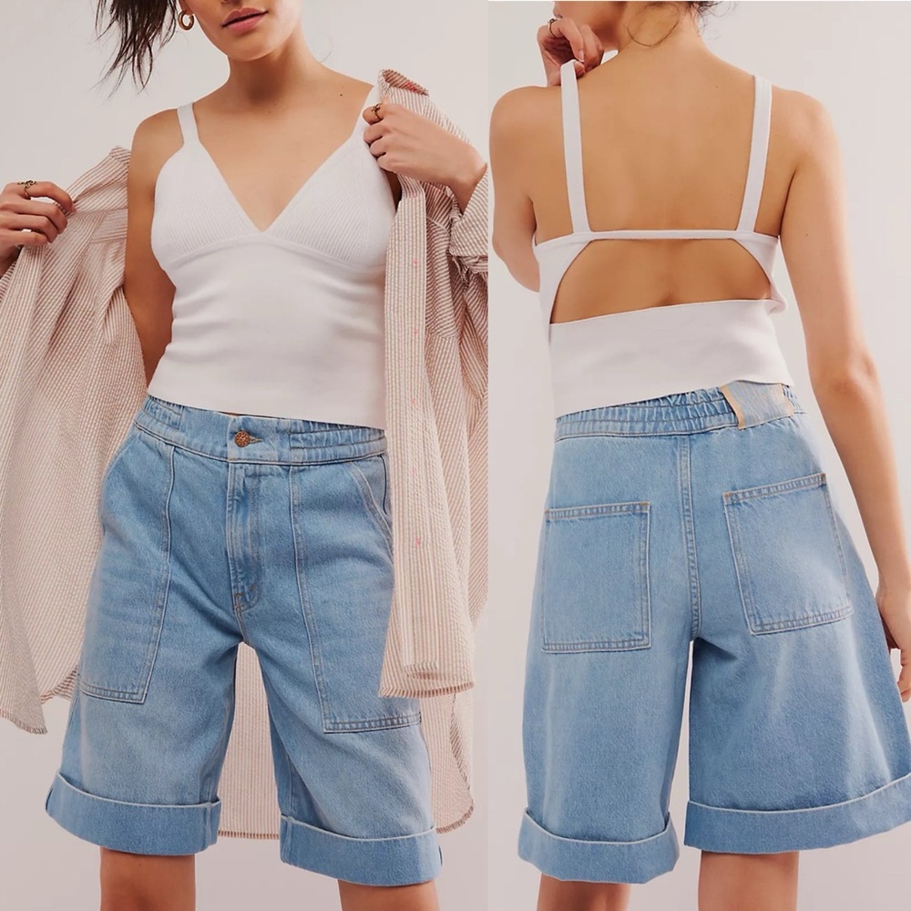 SNACKS By Mother The Tasty Utility Cuffed Bermuda Jorts Long Short NEW